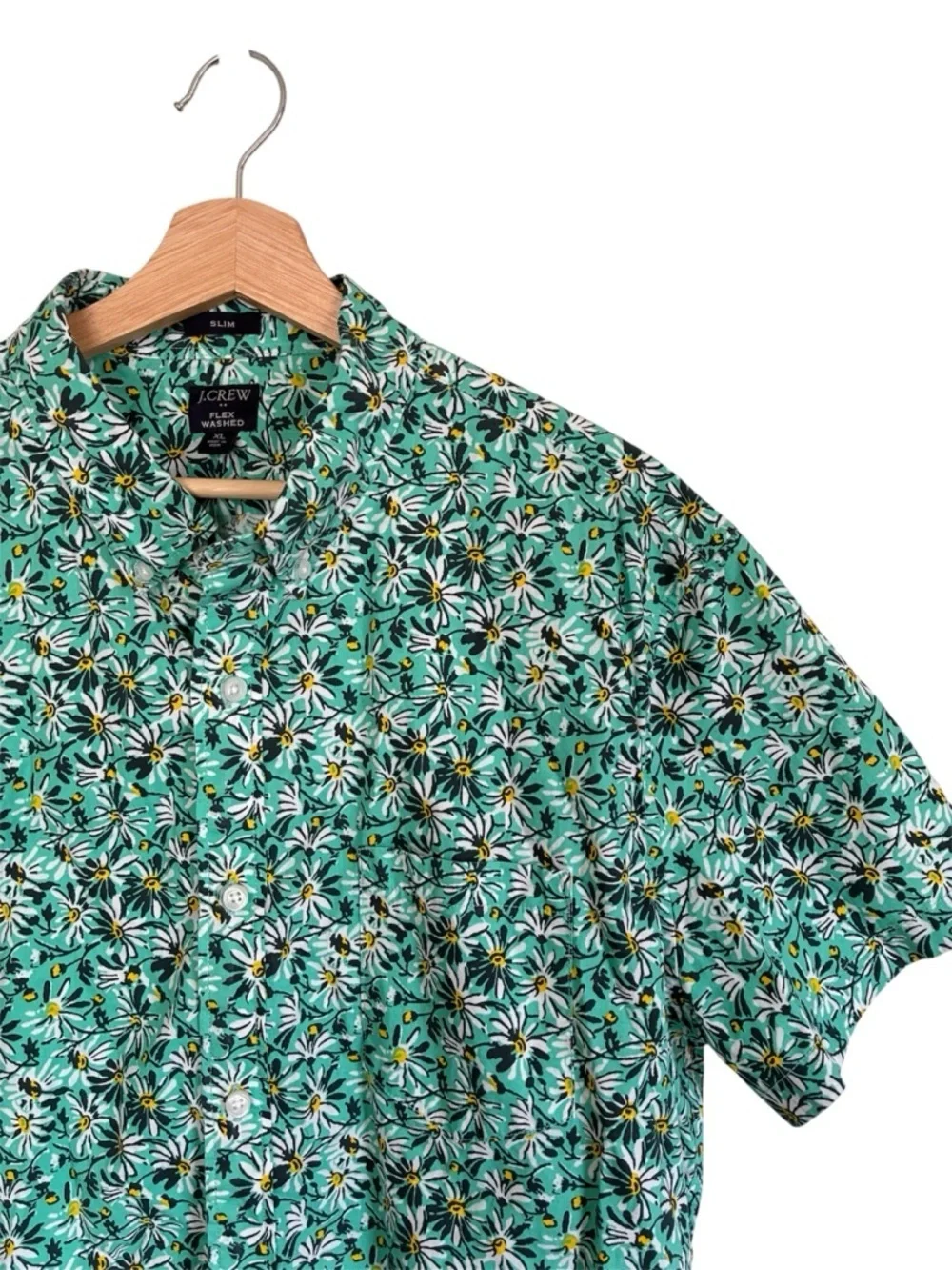 J Crew Floral Hawaiian Men Flex Washed Slim Short Sleeve XL NEW